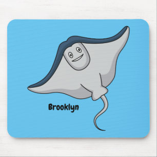 Happy stingray fish cartoon illustration mousepad