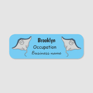 Happy stingray fish cartoon illustration namensschild