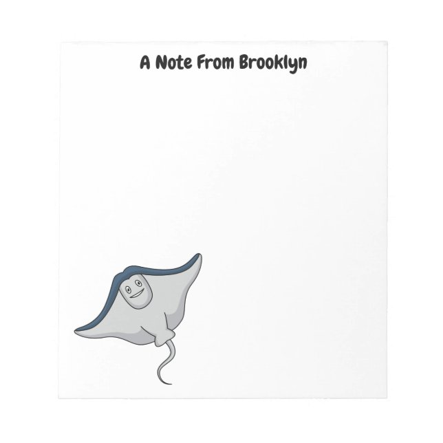 Happy stingray fish cartoon illustration notizblock (Vorderseite)