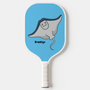 Happy stingray fish cartoon illustration pickleball schläger