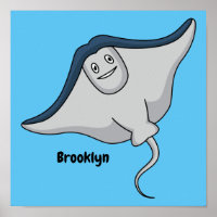 Happy stingray fish cartoon illustration