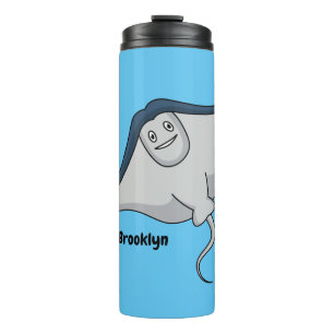 Happy stingray fish cartoon illustration thermosbecher