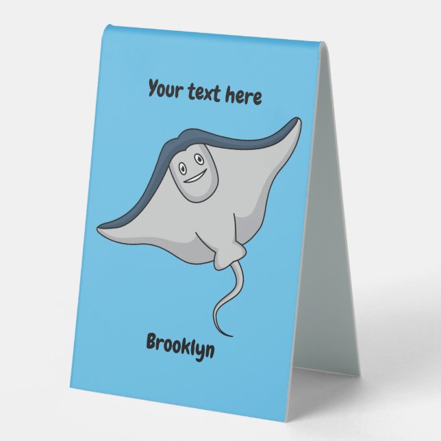 Happy stingray fish cartoon illustration tischaufsteller  (Vorderseite)