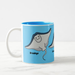 Happy stingray fish cartoon illustration zweifarbige tasse
