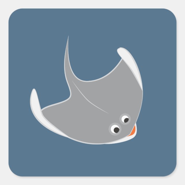 Happy Stingray Quadratischer Aufkleber (Vorderseite)