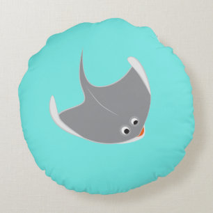 Happy Stingray Rundes Kissen