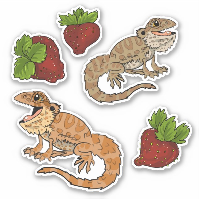 Happy Strawberry Barted Dragons Sticker (Vorderseite)