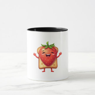 Happy Strawberry Toast Cartoon Tasse