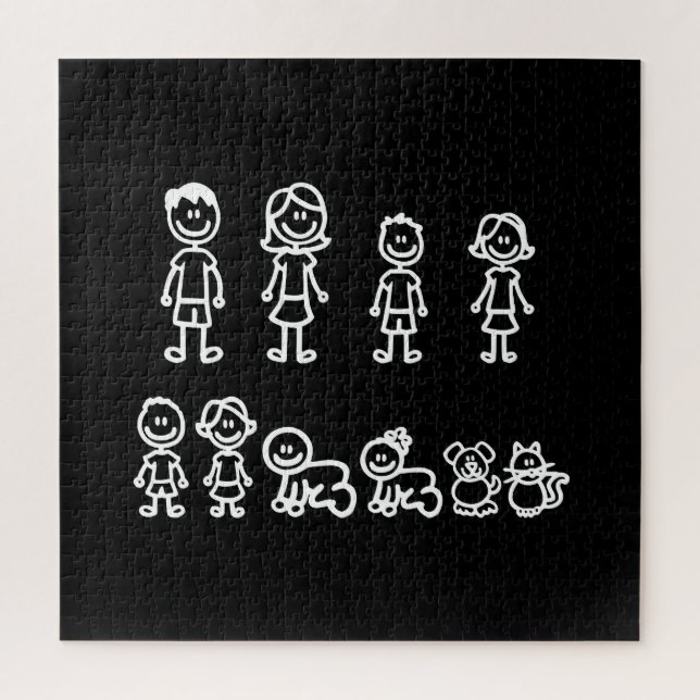 Happy Strichmännchen Family Art Puzzle (Vertikal)