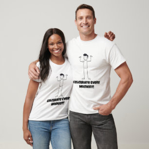 Happy Strichmännchen mit erhöhten Händen T-Shirt