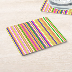 Happy Stripes Rechteckiger Pappuntersetzer