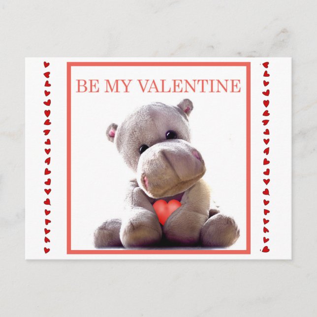 Happy Stuffed Hippo Kinder Valentine Postkarte (Vorderseite)