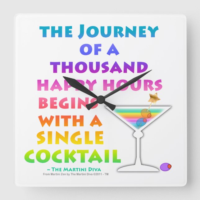 HAPPY STUNUR REISE WALL CLOCK QUADRATISCHE WANDUHR (Vorderseite)