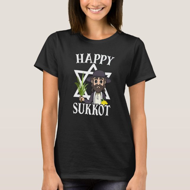 Happy Sukkot Day Lulav Palm Tree Israelite jüdisch T-Shirt (Vorderseite)