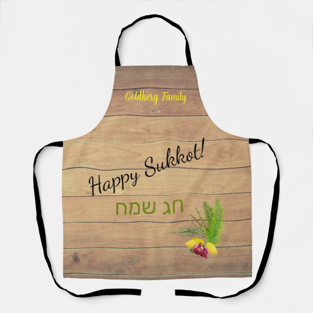 Happy Sukkot Etrog Lulav Rustic Wood Schürze (Vorderseite)