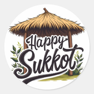 Happy Sukkot Jüdischer Urlaub Hanukkah Runder Aufkleber