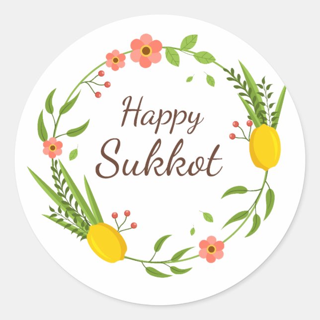 Happy Sukkot Lulav Stickers (Vorderseite)