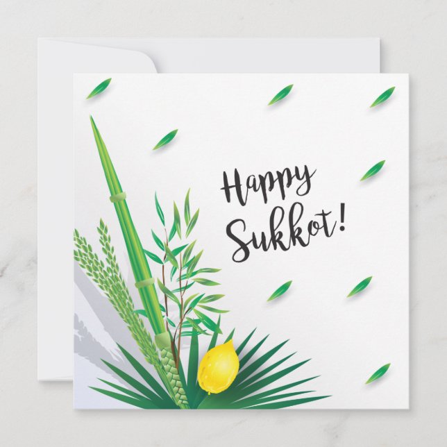 Happy Sukkot Lulav und Etrog Wasserfarbe Einladung (Vorderseite)