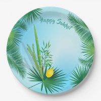 Happy Sukkot Lulav und Etrog Wasserfarbmuster