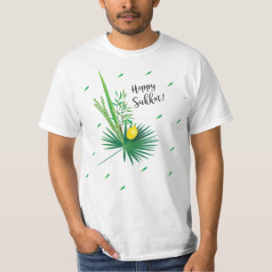 Happy Sukkot Lulav und Etrog Wasserfarbmuster T-Shirt