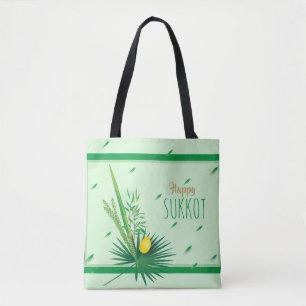 Happy Sukkot Lulav und Etrog Wasserfarbmuster Tasche