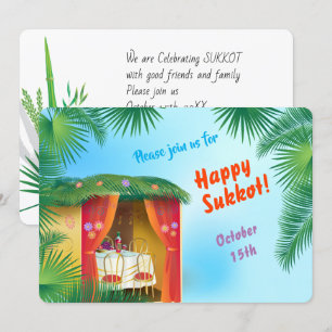 Happy Sukkot Sukkah Lulav und Etrog Wasserfarbe Einladung