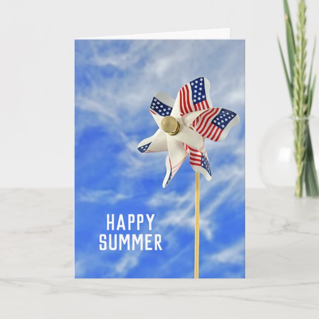 Happy Summer Flag Pinwheel Karte (Vorderseite)