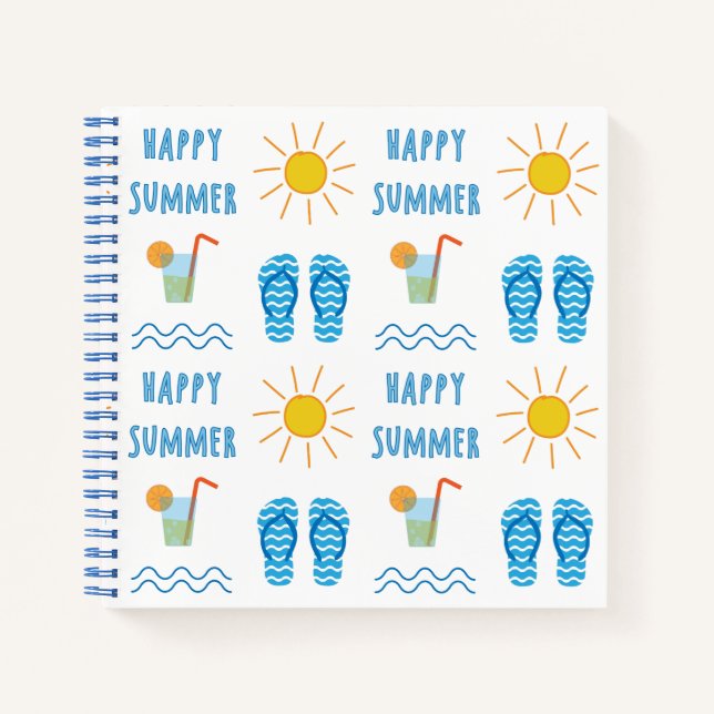 Happy Summer Pattern Notebook Notizbuch (Vorderseite)