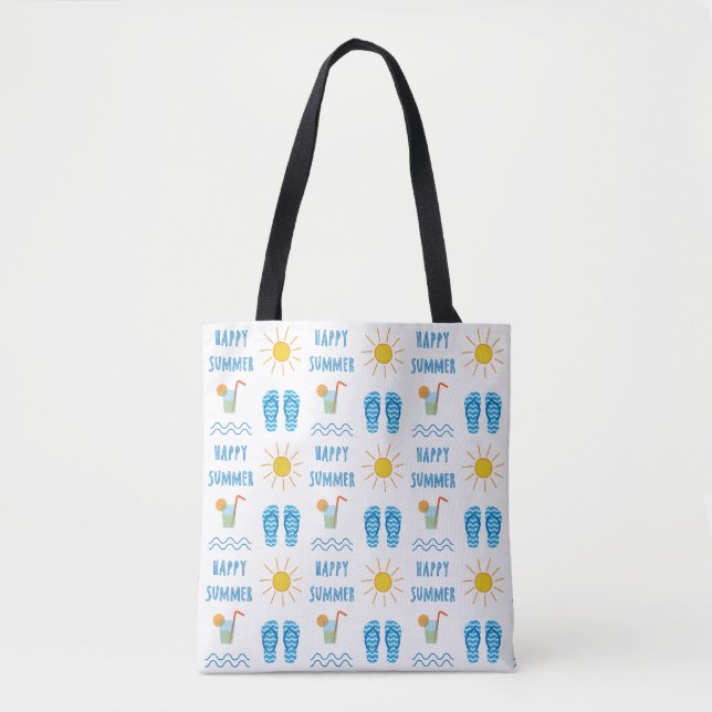 Happy Summer Pattern Tote Bag Tasche (Vorderseite)