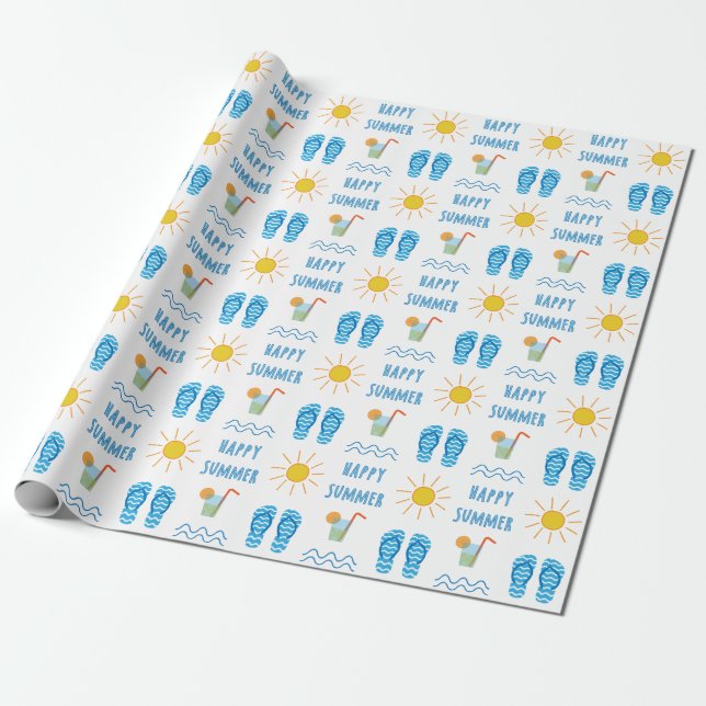 Happy Summer Pattern Wrapping Paper Geschenkpapier (Ungerollt)