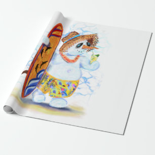 Happy Summer Snowman Surfer Drinks Frischer Cockta Geschenkpapier