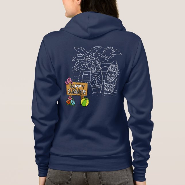 Happy Summer Surfing My Heart Beats Hoodie (Rückseite)