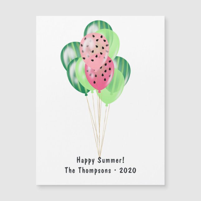 Happy Summer Watermelon Balloons Gruß Magnetkarte (Vorderseite)