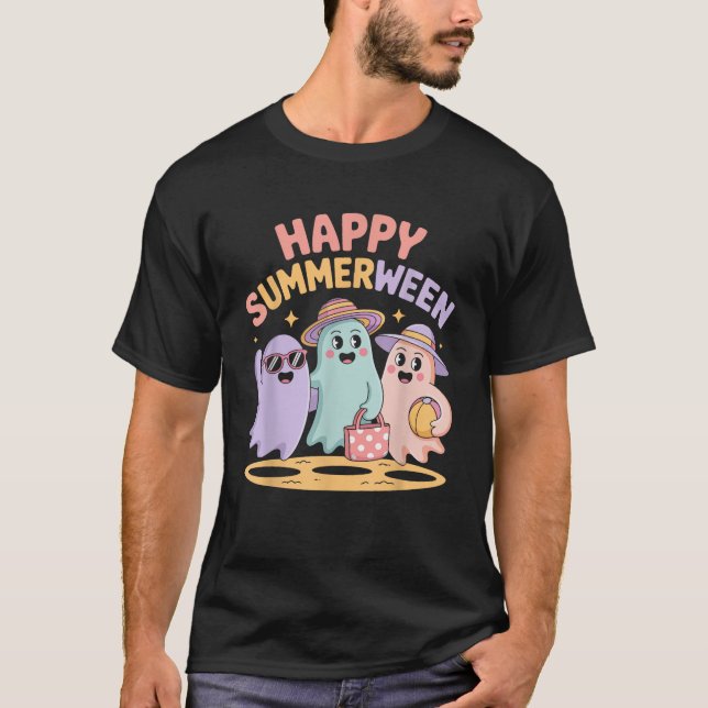 Happy Summerween Ghosts Vibes Fun Halloween  T-Shirt (Vorderseite)