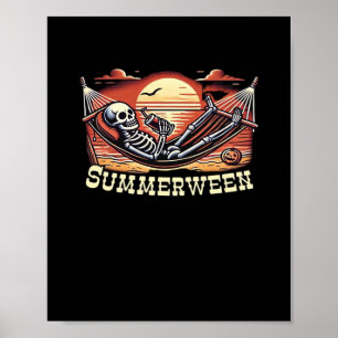 Happy Summerween Skeleton Drink SommerHalloween C Poster