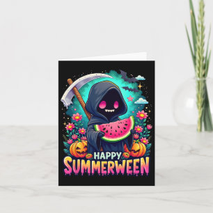 Happy Summerween Skeleton Jack-o-Laterne Summer Wa Karte