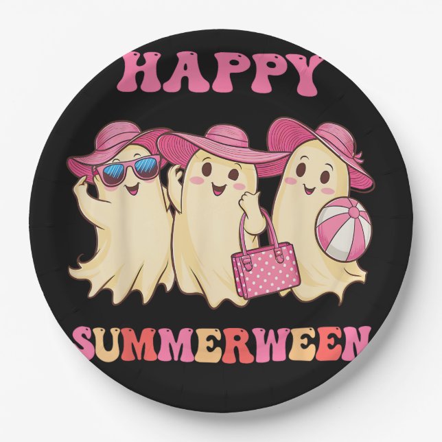 Happy Summerween Sommer Halloween Kostüme Ghost L Pappteller (Vorderseite)