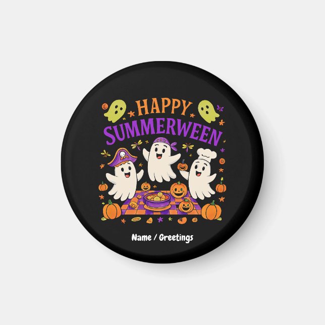 Happy Summerween Spooky Summer Ghost Magnet (Vorne)