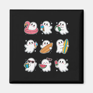 Happy Summerween Summer Halloween Ghost Women Boy Magnet