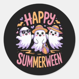 Happy Summerween Summer Halloween Runder Aufkleber