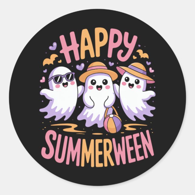 Happy Summerween Summer Halloween Runder Aufkleber (Vorderseite)