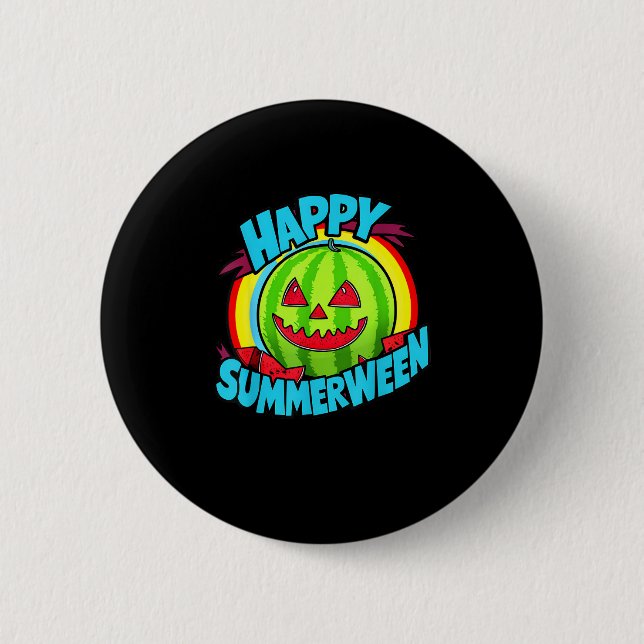 Happy Summerween Summer Watermelon Jack-O-Lantern Button (Vorderseite)