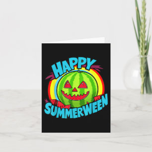 Happy Summerween Summer Watermelon Jack-o-lantern Karte