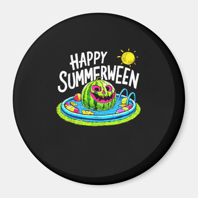 Happy Summerween Summer Watermelon Jack-O-Lantern Magnet (Vorne)