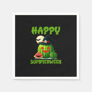Happy Summerween Summer Watermelon Jack-O-Lantern Serviette