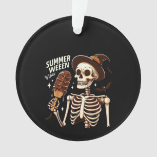Happy Summerween Vibes Skeleton IceCream Summer Ha Ornament