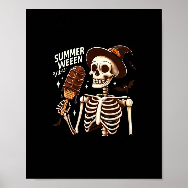 Happy Summerween Vibes Skeleton IceCream Summer Ha Poster (Vorne)