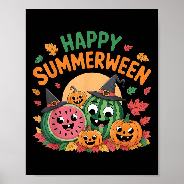 Happy Summerween Watermelon Jack-o-lantern Spaß S Poster (Vorne)