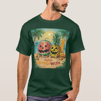 Happy Summerween Watermelon Pineapple Beach Vibes T-Shirt