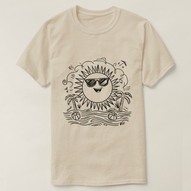 Happy Sun Beach Scene T-Shirt (Design vorne)